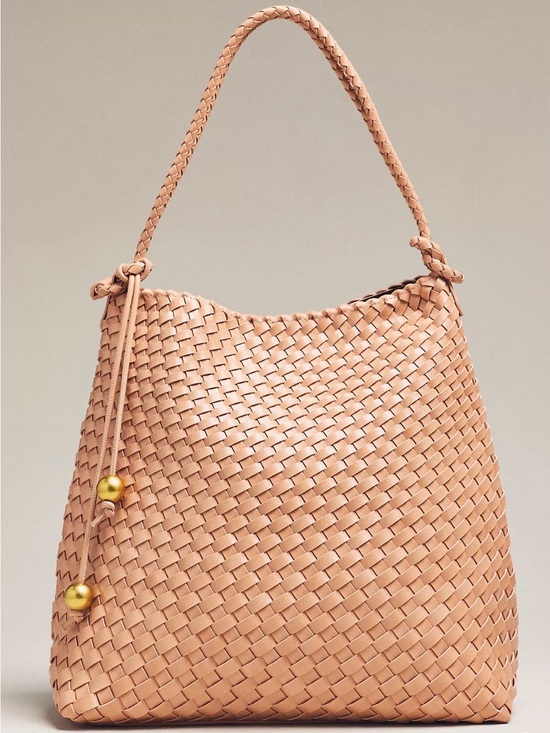 By Anthropologie Handbags - Anthropologie Calla Oversized Woven
Bucket Bag Tan NWT